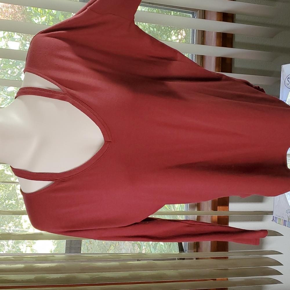EXPRESS ONE ELEVEN RUST Cutout Shoulder Dolman Sleeve Top-VGUC-Sz XS